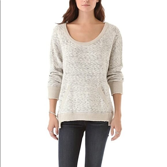 FREE PEOPLE Sweater Womens Oversized XS Beige Grey Moonstone Wool Alpaca - Picture 2 of 13